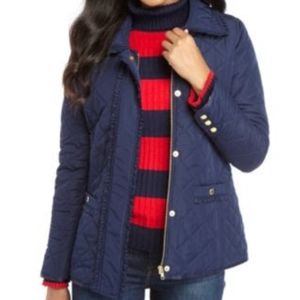 Quilted Navy Jacket with Ruffles